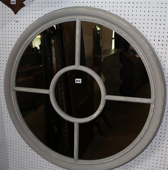 Circular painted window frame, wall mirror